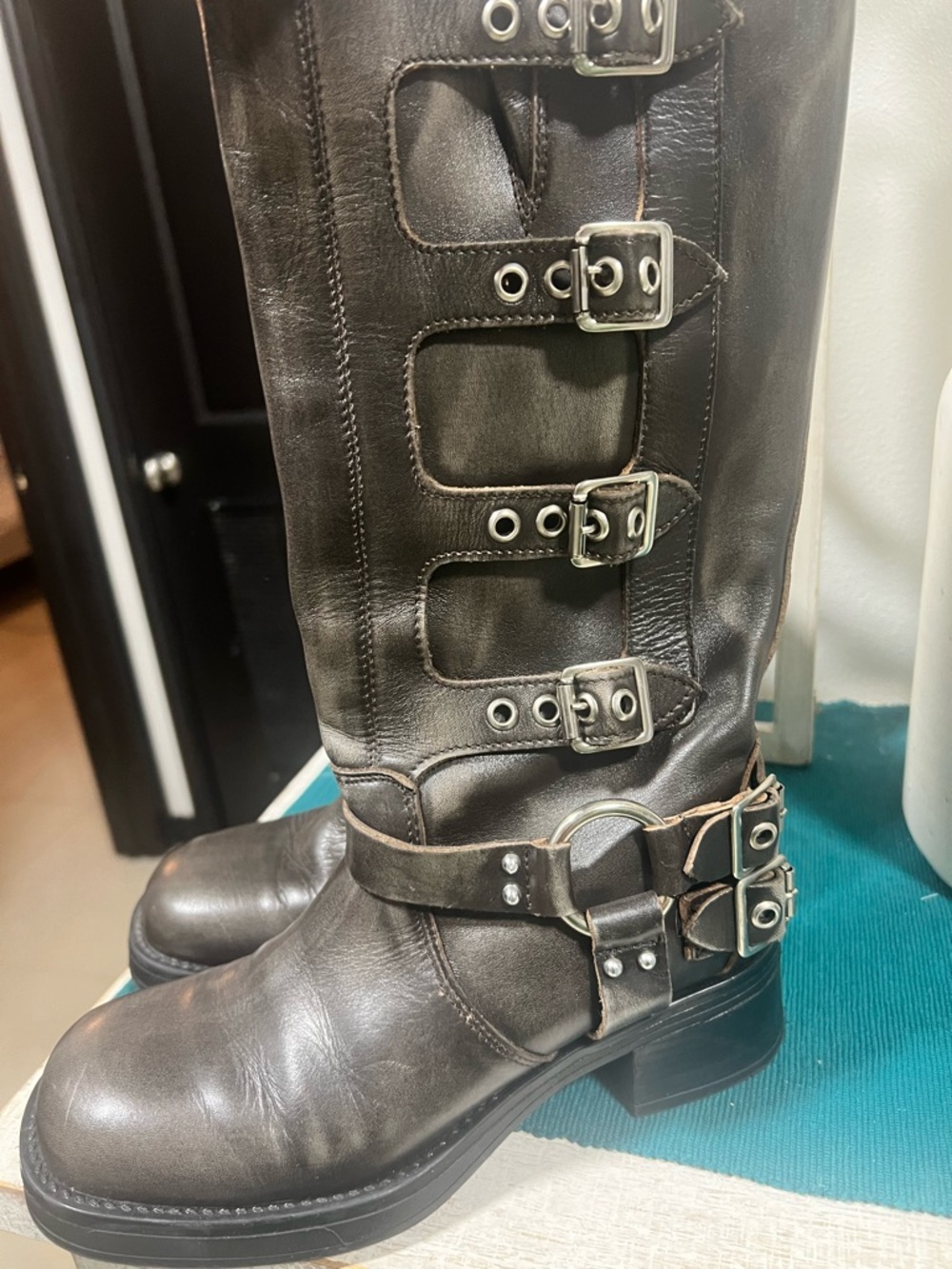 Steve Madden Dark Brown Leather Buckle Mid-Calf Boot - Picture 3 of 6